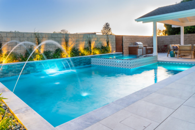Geometric Pool with Spa